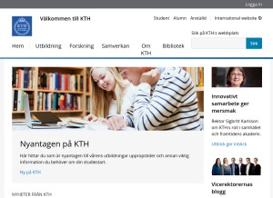 How kth.se looks like on a tablet such as an iPad.