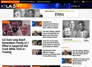 How ktla.com looks like on a tablet such as an iPad.