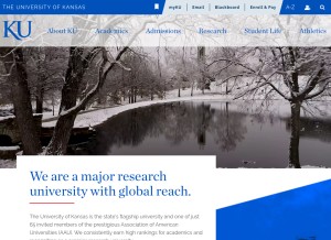 How ku.edu looks like on a tablet such as an iPad.