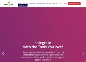 How kualitee.com looks like on a tablet such as an iPad.