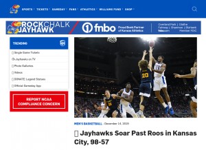 How kuathletics.com looks like on a tablet such as an iPad.