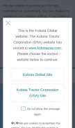 How kubota.com looks like on a mobile device such as an iPhone.