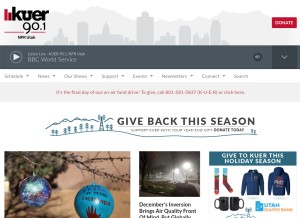 How kuer.org looks like on a tablet such as an iPad.