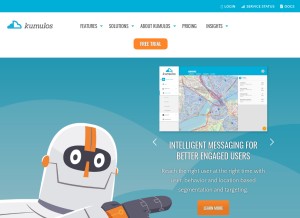 How kumulos.com looks like on a tablet such as an iPad.
