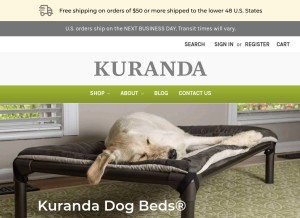 How kuranda.com looks like on a tablet such as an iPad.