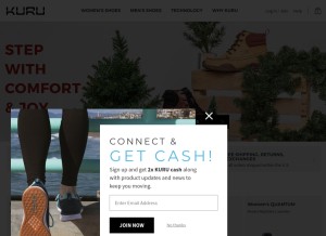 How kurufootwear.com looks like on a tablet such as an iPad.