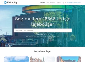 How kvikbolig.dk looks like on a tablet such as an iPad.