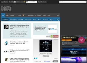 How kvraudio.com looks like on a tablet such as an iPad.