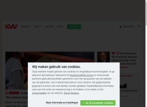 How kw.be looks like on a tablet such as an iPad.