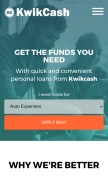 How kwikcashonline.com looks like on a mobile device such as an iPhone.