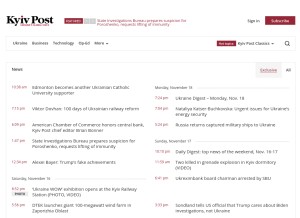How kyivpost.com looks like on a tablet such as an iPad.