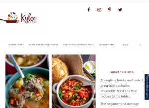 How kyleecooks.com looks like on a tablet such as an iPad.