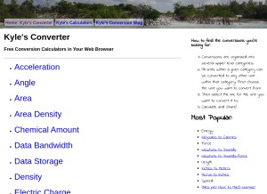 How kylesconverter.com looks like on a tablet such as an iPad.
