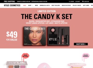 How kyliecosmetics.com looks like on a tablet such as an iPad.