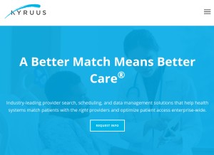 How kyruus.com looks like on a tablet such as an iPad.