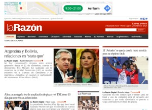 How la-razon.com looks like on a tablet such as an iPad.