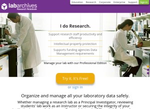 How labarchives.com looks like on a tablet such as an iPad.