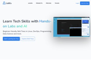 How labex.io looks like on a tablet such as an iPad.