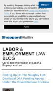 How laboremploymentlawblog.com looks like on a mobile device such as an iPhone.