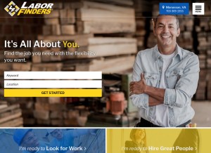 How laborfinders.com looks like on a tablet such as an iPad.