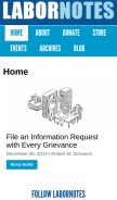 How labornotes.org looks like on a mobile device such as an iPhone.