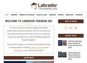 How labradortraininghq.com looks like on a tablet such as an iPad.
