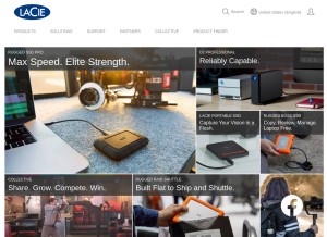How lacie.com looks like on a tablet such as an iPad.