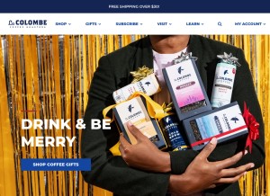 How lacolombe.com looks like on a tablet such as an iPad.