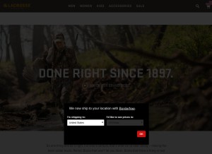 How lacrossefootwear.com looks like on a tablet such as an iPad.