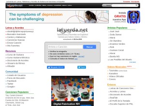 How lacuerda.net looks like on a tablet such as an iPad.
