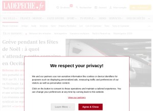 How ladepeche.fr looks like on a tablet such as an iPad.