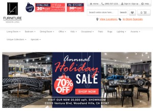 How lafurniturestore.com looks like on a tablet such as an iPad.