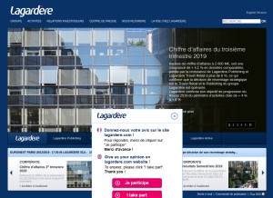 How lagardere.com looks like on a tablet such as an iPad.