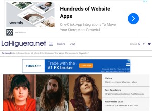 How lahiguera.net looks like on a tablet such as an iPad.