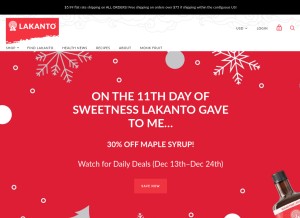 How lakanto.com looks like on a tablet such as an iPad.