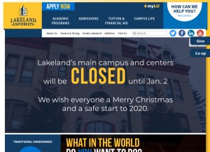 How lakeland.edu looks like on a tablet such as an iPad.