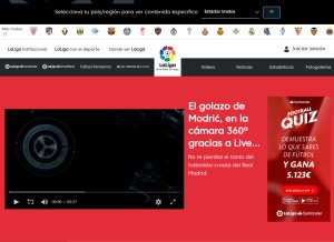 How laliga.es looks like on a tablet such as an iPad.