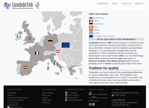 How lambda-tek.com looks like on a tablet such as an iPad.
