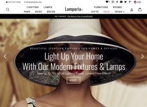 How lamporia.com looks like on a tablet such as an iPad.