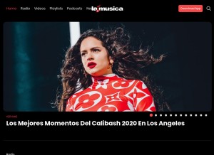 How lamusica.com looks like on a tablet such as an iPad.