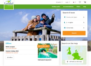 How landal.com looks like on a tablet such as an iPad.