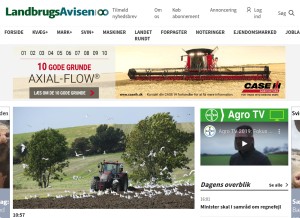 How landbrugsavisen.dk looks like on a tablet such as an iPad.