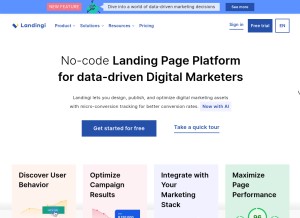 How landingi.com looks like on a tablet such as an iPad.