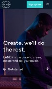 How landr.com looks like on a mobile device such as an iPhone.
