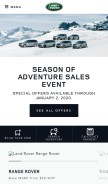 How landroverusa.com looks like on a mobile device such as an iPhone.