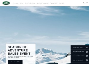 How landroverusa.com looks like on a tablet such as an iPad.