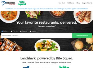 How landsharkdelivery.com looks like on a tablet such as an iPad.