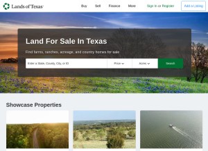 How landsoftexas.com looks like on a tablet such as an iPad.