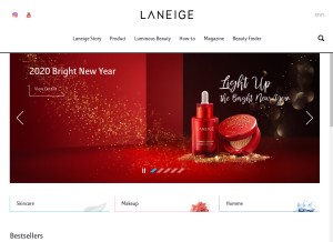 How laneige.com looks like on a tablet such as an iPad.
