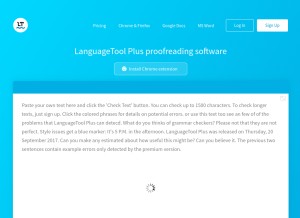 How languagetoolplus.com looks like on a tablet such as an iPad.